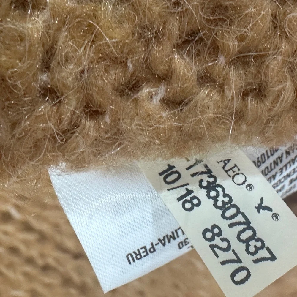 American Eagle Women’s Hooded Sweater Tan XS Soft Wool‎ Blend Jegging Fit